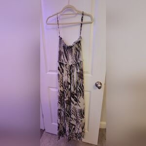 Animal Print Strapless Maxi Dress - Black, Brown, Taupe Size L